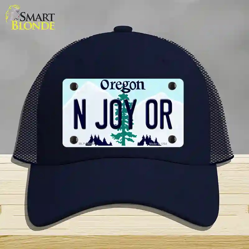HAT16-MLP-10340 N Joy OR Oregon Novelty License Plate Hat, Mesh - Navy