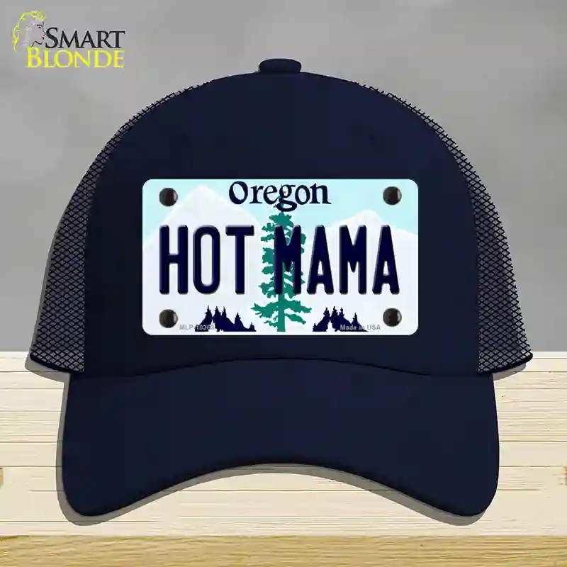 HAT16-MLP-10363 Hot Mama Oregon Novelty License Plate Hat, Mesh - Navy