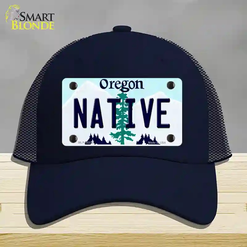 HAT16-MLP-10375 Native Oregon Novelty License Plate Hat, Mesh - Navy