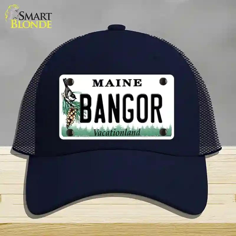 HAT16-MLP-10388 Bangor Maine Novelty License Plate Hat, Mesh - Navy