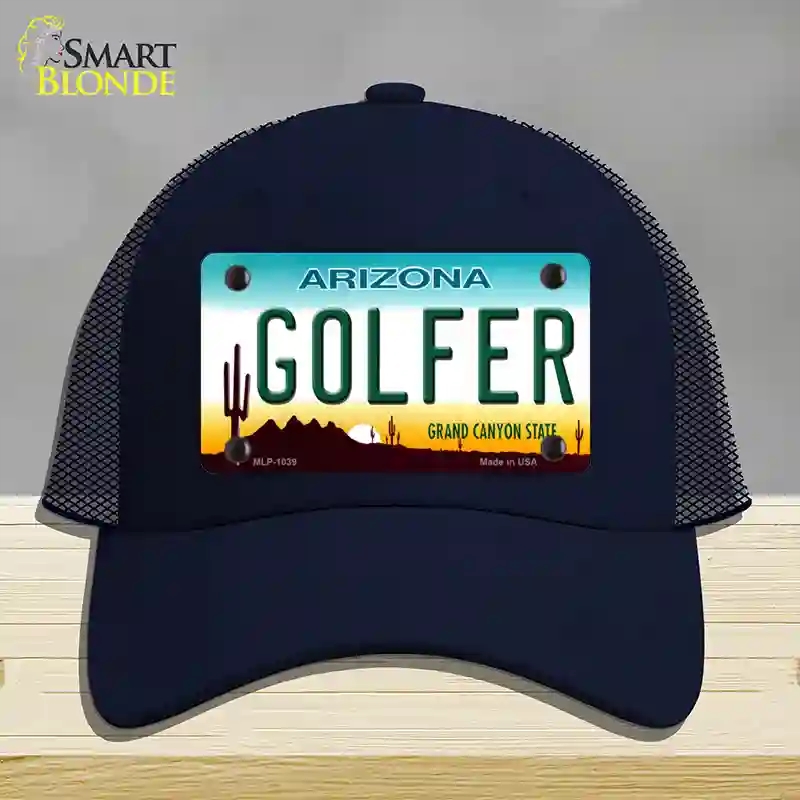 HAT16-MLP-1039 Golfer Arizona Novelty License Plate Hat, Mesh - Navy