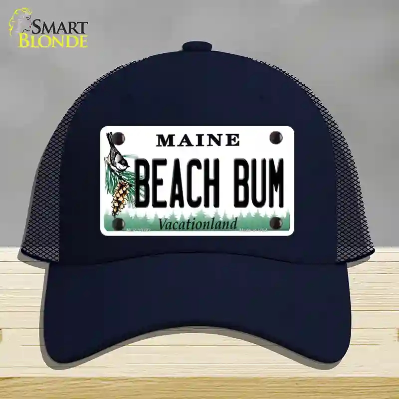 HAT16-MLP-10397 Beach Bum Maine Novelty License Plate Hat, Mesh - Navy