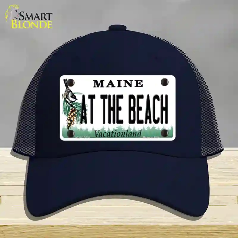 HAT16-MLP-10400 At the Beach Maine Novelty License Plate Hat, Mesh - Navy