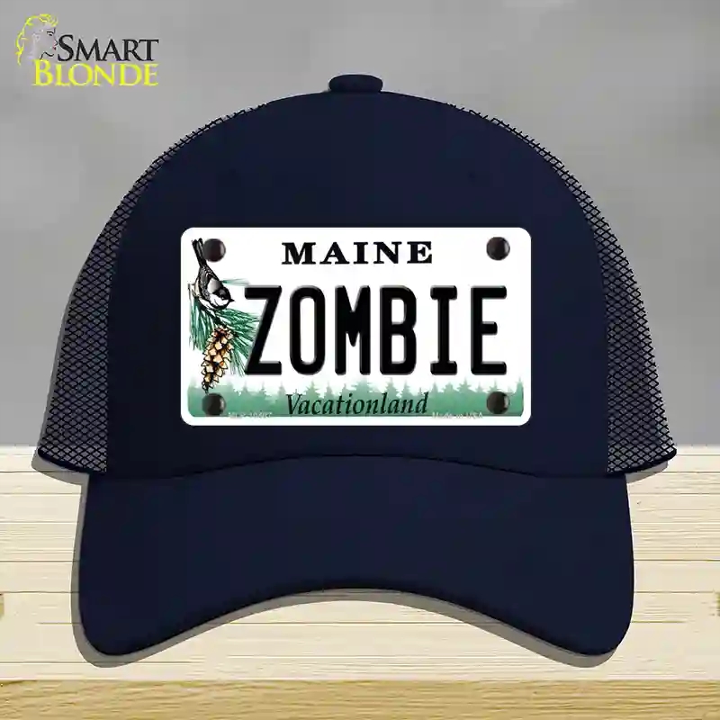 HAT16-MLP-10407 Zombie Maine Novelty License Plate Hat, Mesh - Navy
