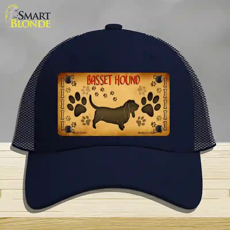 HAT16-MLP-10431 Basset Hound Novelty License Plate Hat, Mesh - Navy