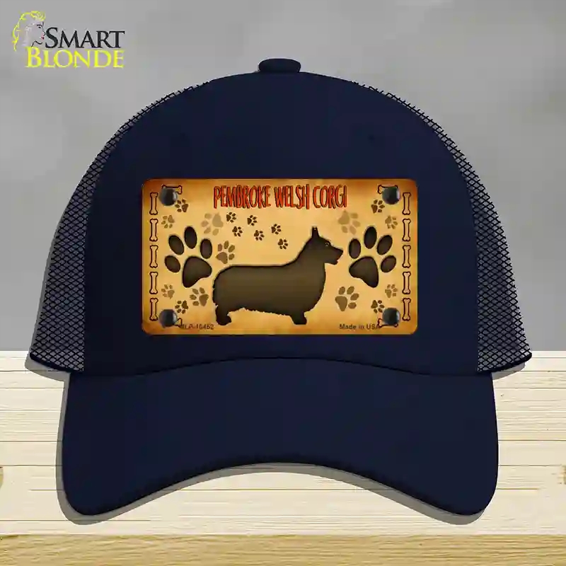 HAT16-MLP-10452 Pembroke Welsh Corgi Novelty License Plate Hat, Mesh - Navy