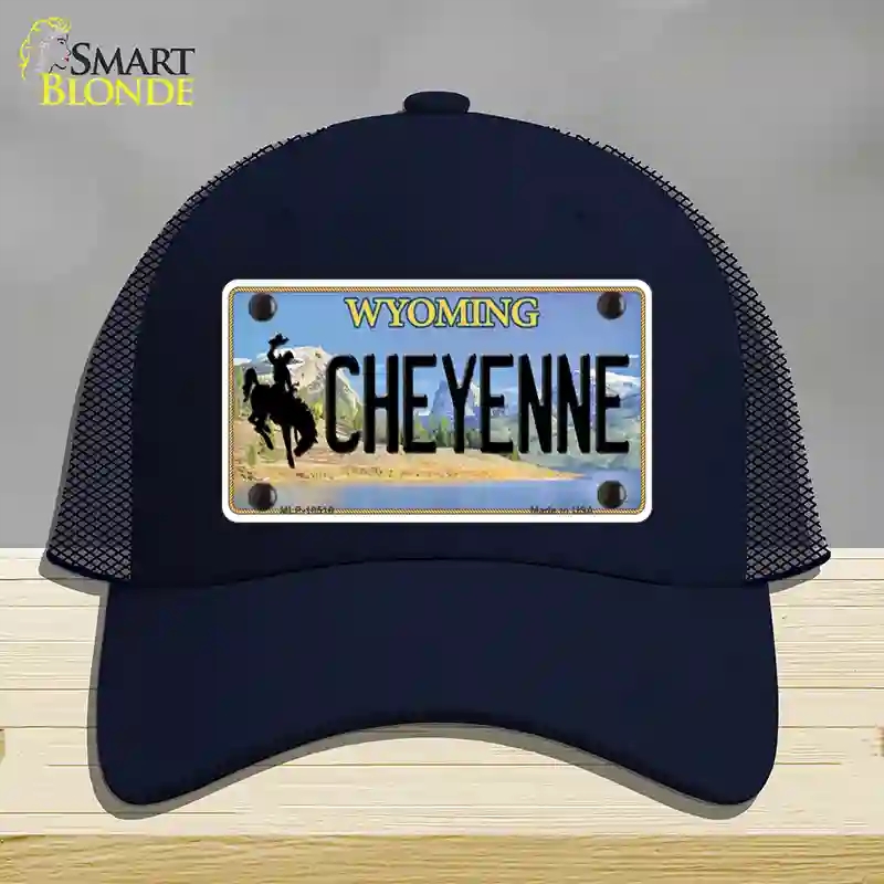 HAT16-MLP-10516 Cheyenne Wyoming Novelty License Plate Hat, Mesh - Navy
