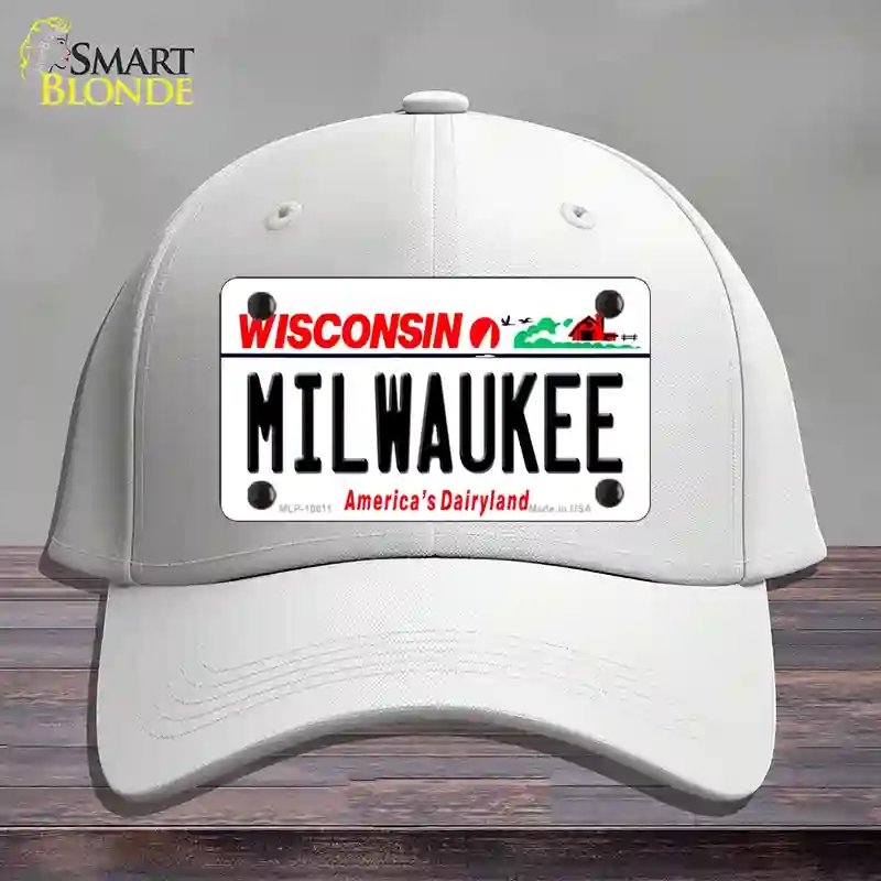 HAT21-MLP-10611 Milwaukee Wisconsin Novelty License Plate Hat, Cotton - White