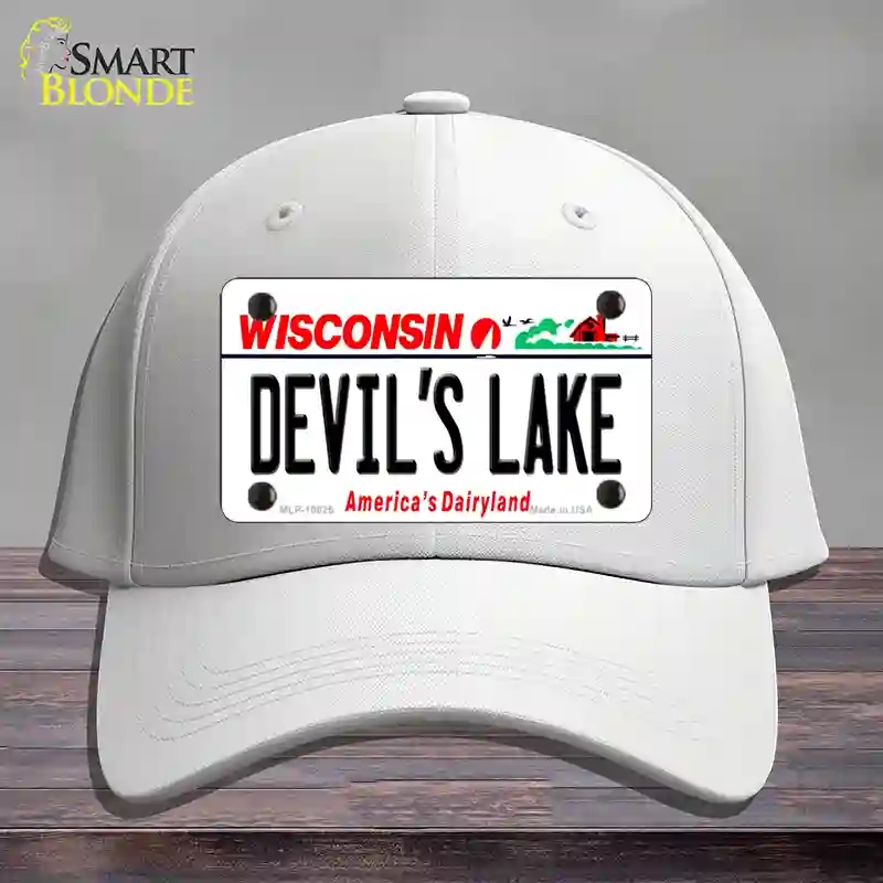HAT21-MLP-10625 Devils Lake Wisconsin Novelty License Plate Hat, Cotton - White