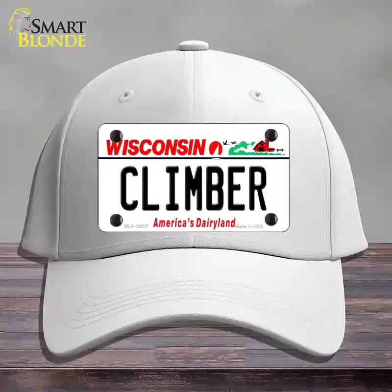 HAT21-MLP-10657 Climber Wisconsin Novelty License Plate Hat, Cotton - White