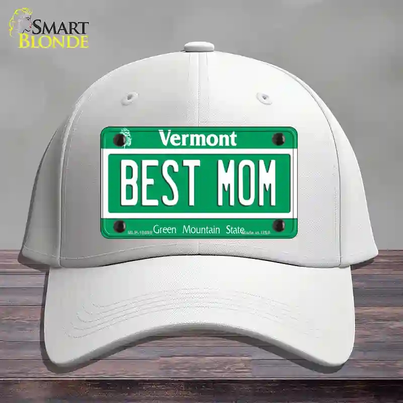HAT21-MLP-10698 Best Mom Vermont Novelty License Plate Hat, Cotton - White