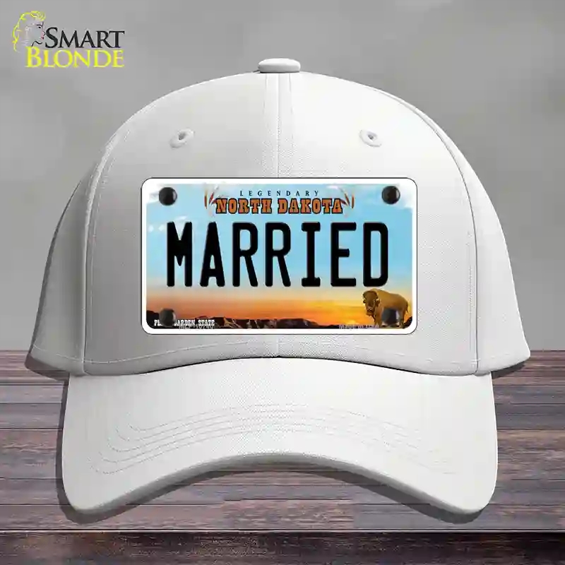 HAT21-MLP-10740 Married North Dakota Novelty License Plate Hat, Cotton - White