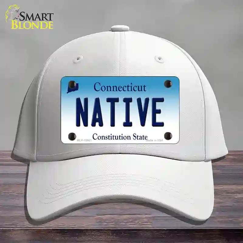 HAT21-MLP-10921 Native Connecticut Novelty License Plate Hat, Cotton - White