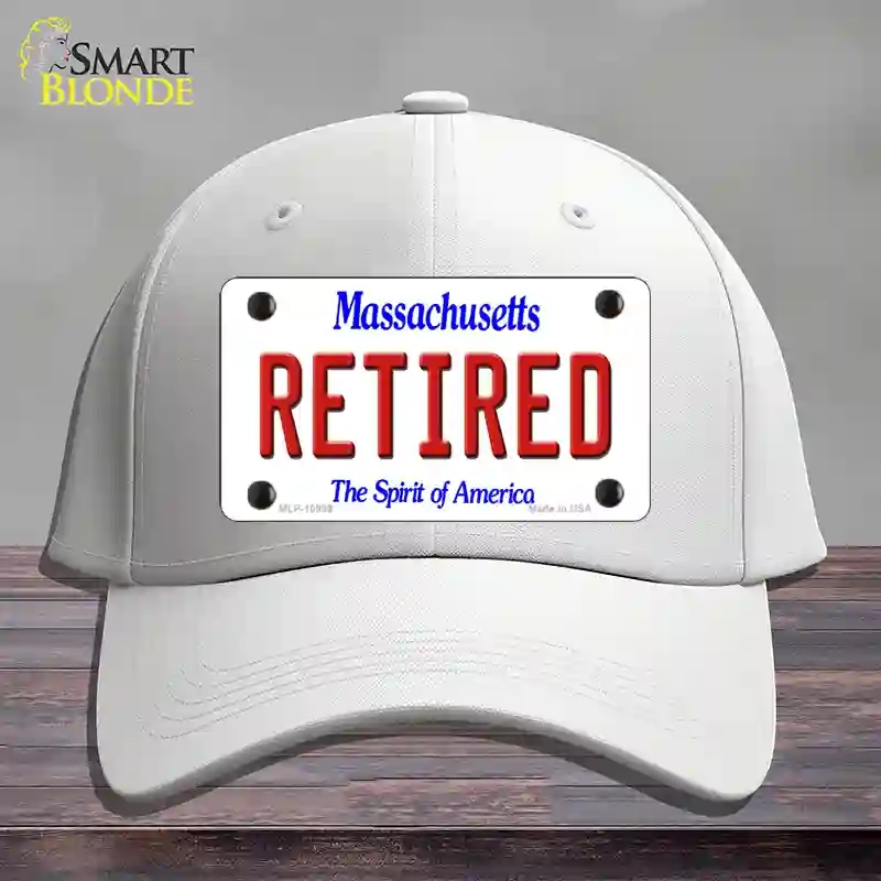 HAT21-MLP-10999 Retired Massachusetts Novelty License Plate Hat, Cotton - White