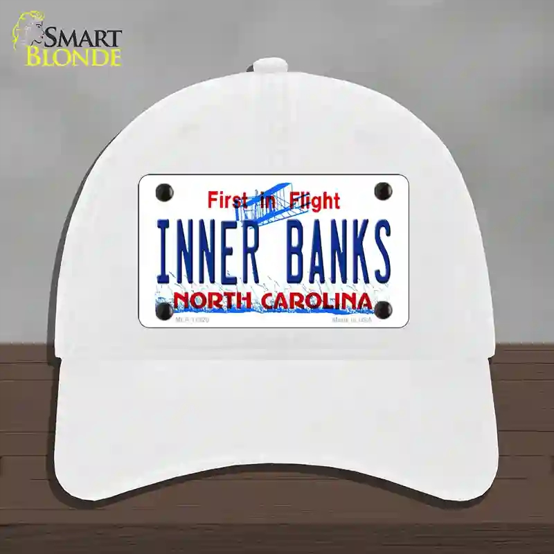HAT14-MLP-11820 Inner Banks North Carolina Novelty License Plate Hat, Unconstructed Cotton - White