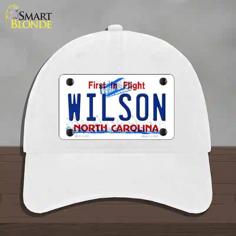 HAT14-MLP-11857 Wilson North Carolina Novelty License Plate Hat, Unconstructed Cotton - White