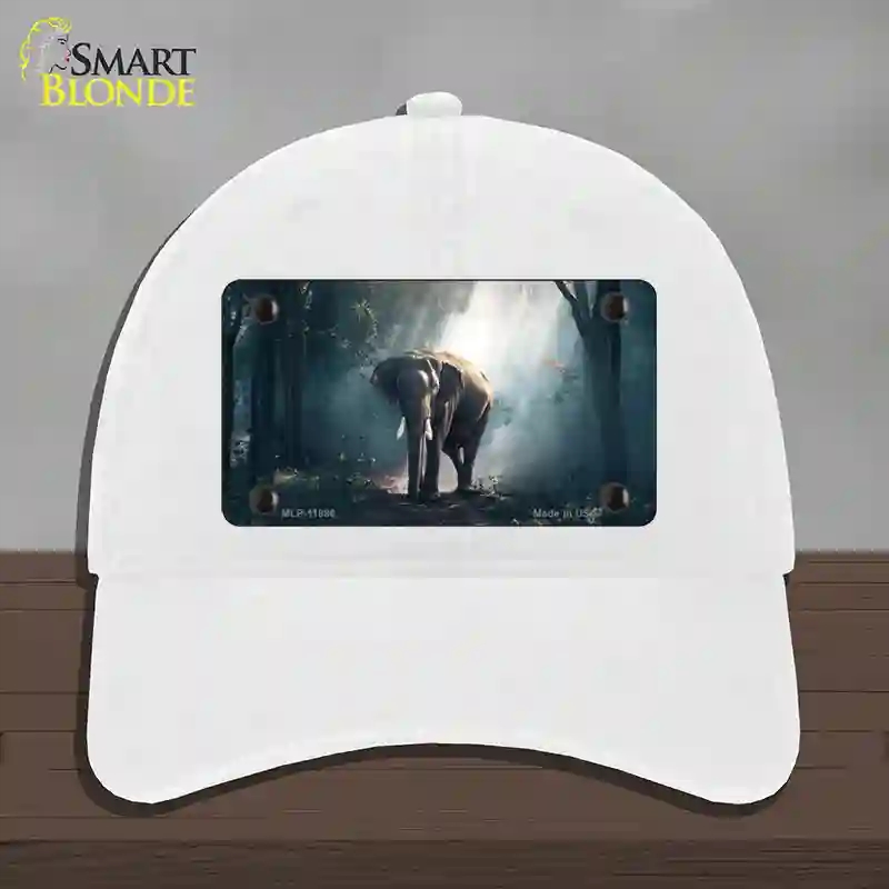 HAT14-MLP-11896 Elephant in the Woods Novelty License Plate Hat, Unconstructed Cotton - White