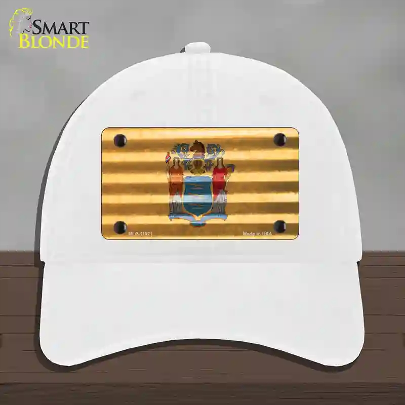HAT14-MLP-11971   Jersey Corrugated Flag Novelty License Plate Hat, Unconstructed Cotton - White