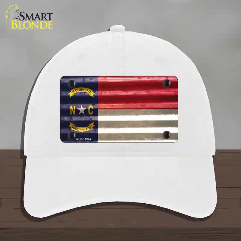HAT14-MLP-11974 North Carolina Corrugated Flag Novelty License Plate Hat, Unconstructed Cotton - White