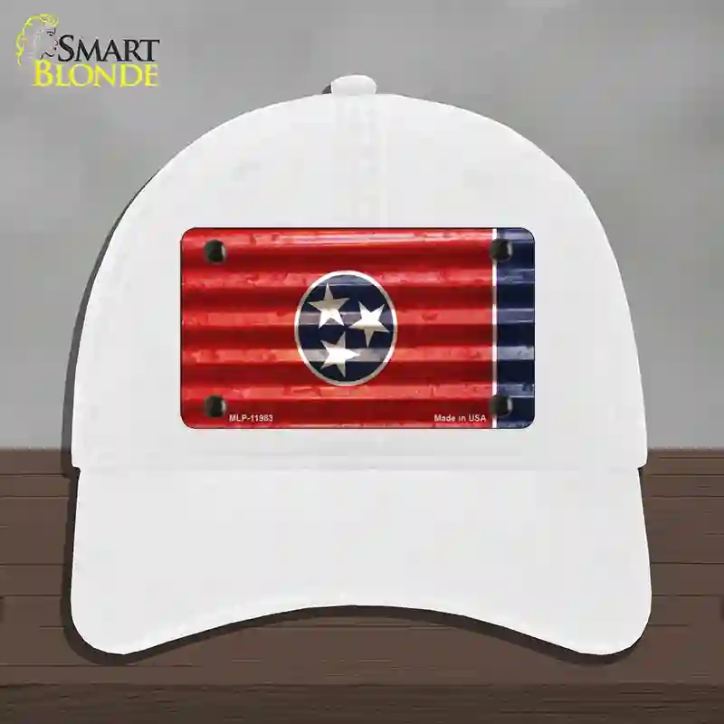 HAT14-MLP-11983 Tennessee Corrugated Flag Novelty License Plate Hat, Unconstructed Cotton - White