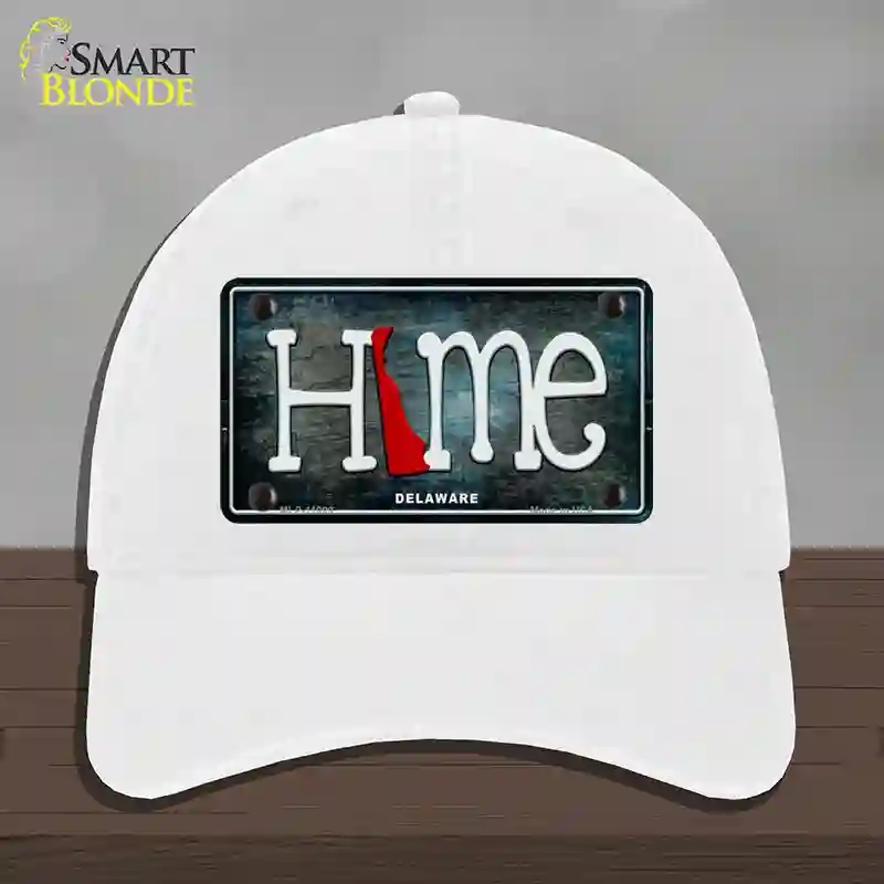 HAT14-MLP-11999 Delaware Home State Outline Novelty License Plate Hat, Unconstructed Cotton - White