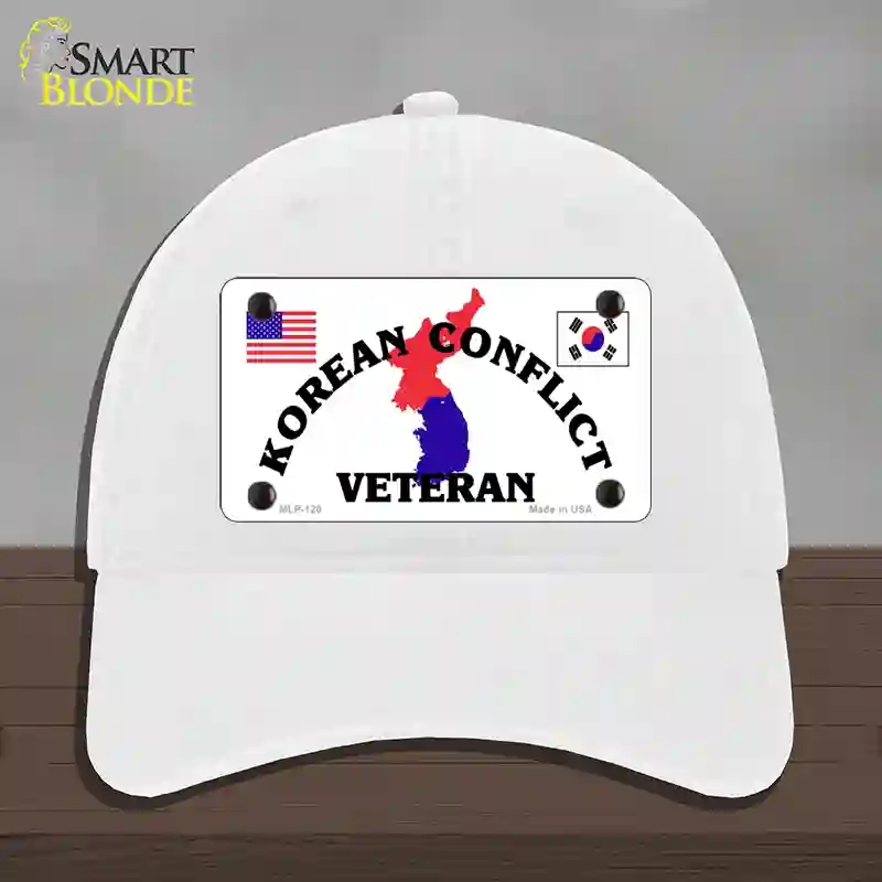 HAT14-MLP-120 Korean Conflict Veteran Novelty License Plate Hat, Unconstructed Cotton - White