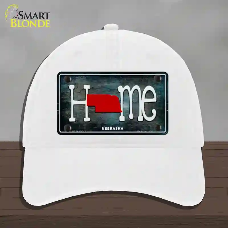 HAT14-MLP-12018 Nebraska Home State Outline Novelty License Plate Hat, Unconstructed Cotton - White
