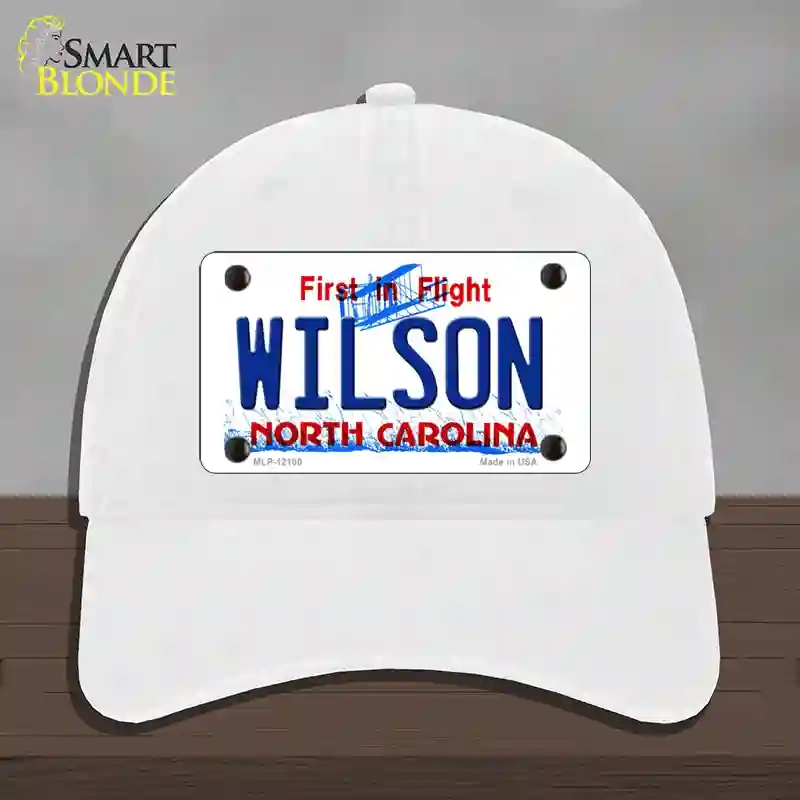 HAT14-MLP-12100 Wilson North Carolina State Novelty License Plate Hat, Unconstructed Cotton - White