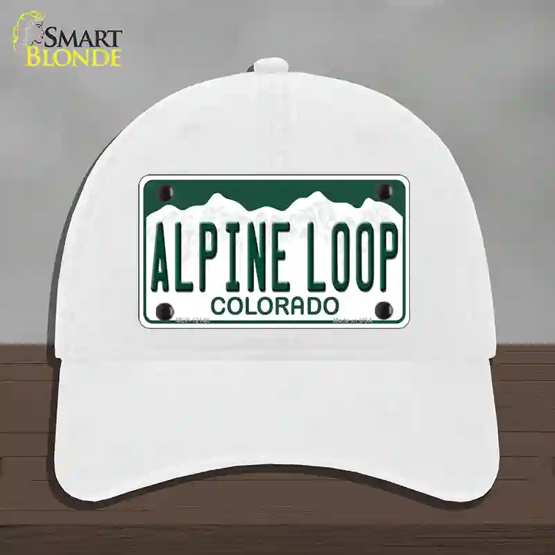 HAT14-MLP-12148 Alpine Loop Colorado Novelty License Plate Hat, Unconstructed Cotton - White