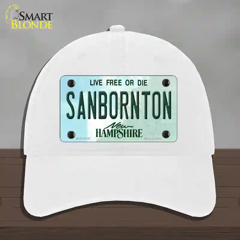 HAT14-MLP-12197 Sanbornton   Hampshire Novelty License Plate Hat, Unconstructed Cotton - White