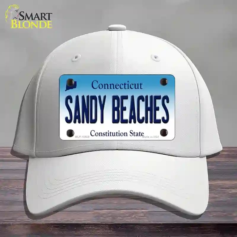HAT21-MLP-10929 Sandy Beaches Connecticut Novelty License Plate Hat, Cotton - White