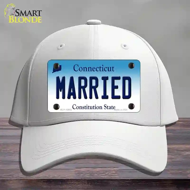 HAT21-MLP-10932 Married Connecticut Novelty License Plate Hat, Cotton - White