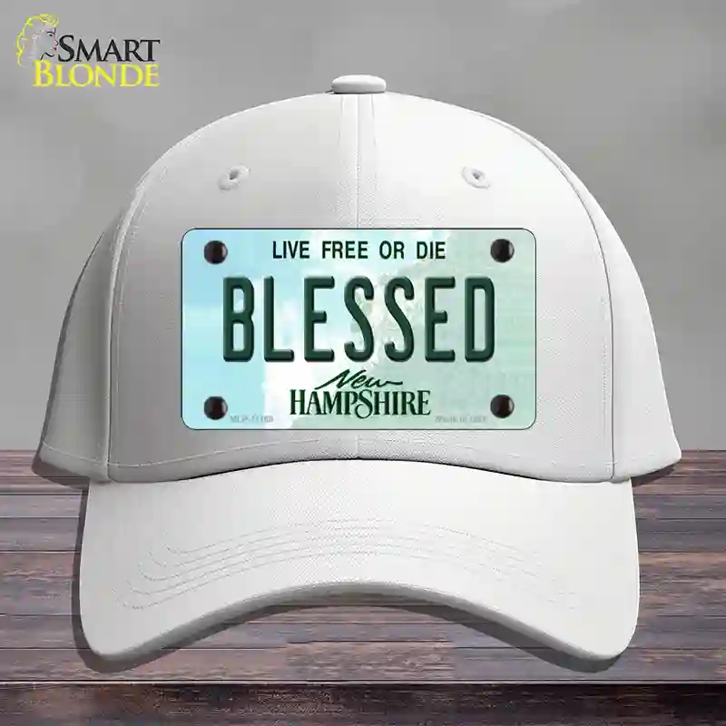 HAT21-MLP-11168 Blessed   Hampshire State Novelty License Plate Hat, Cotton - White