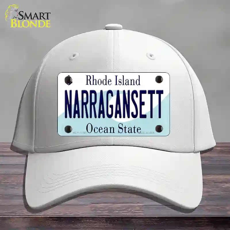 HAT21-MLP-11187 Narragansett Rhode Island State Novelty License Plate Hat, Cotton - White