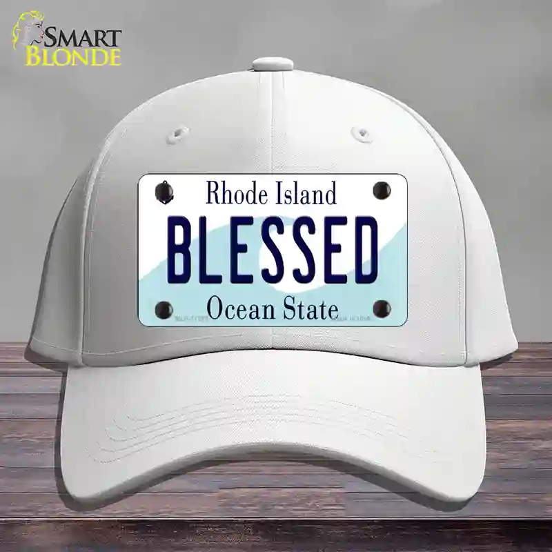 HAT21-MLP-11215 Blessed Rhode Island State Novelty License Plate Hat, Cotton - White