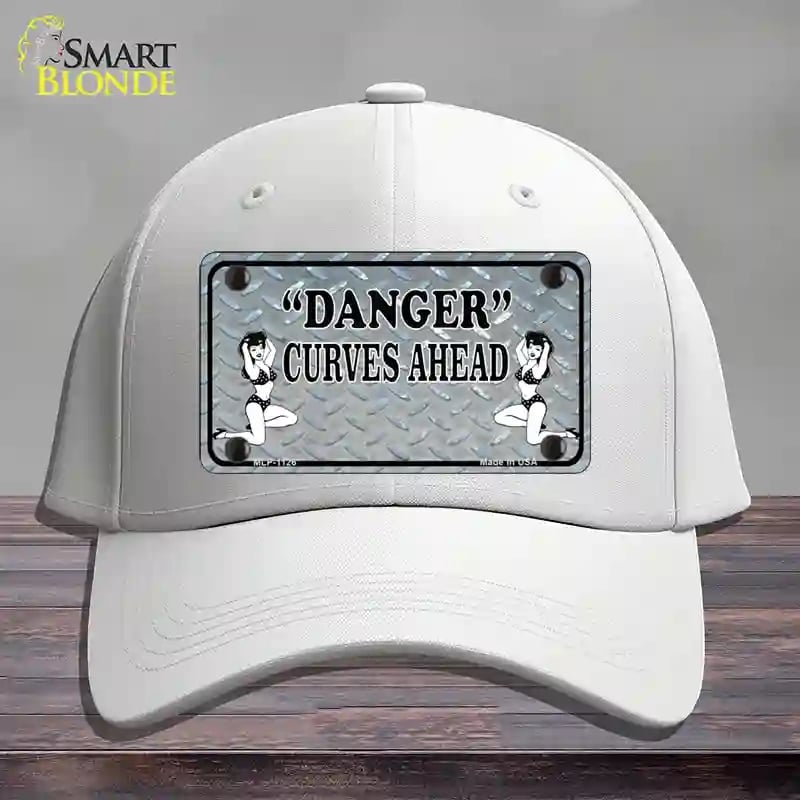 HAT21-MLP-1126 Danger Curves Ahead Novelty License Plate Hat, Cotton - White