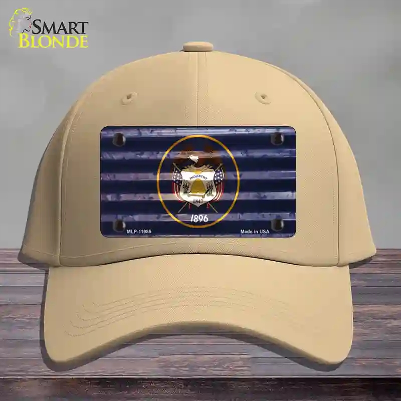 HAT22-MLP-11985 Utah Corrugated Flag Novelty License Plate Hat, Cotton - Khaki