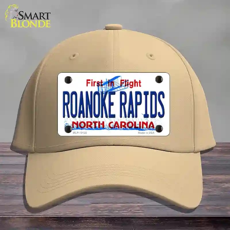 HAT22-MLP-12122 Roanoke Rapids North Carolina State Novelty License Plate Hat, Cotton - Khaki