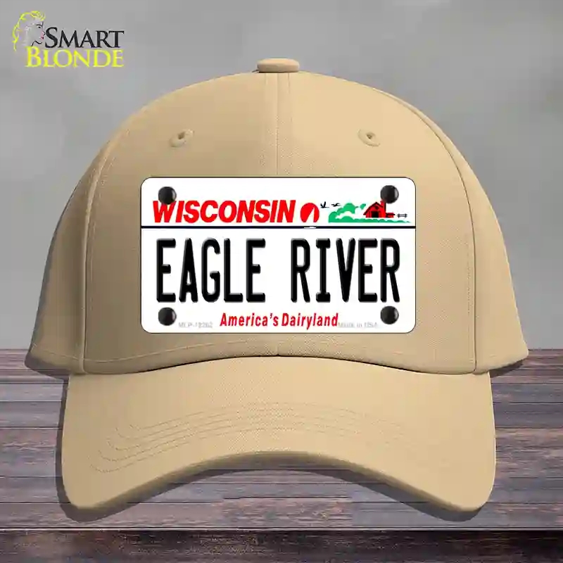 HAT22-MLP-12282 Wisconsin Eagle River Novelty License Plate Hat, Cotton - Khaki
