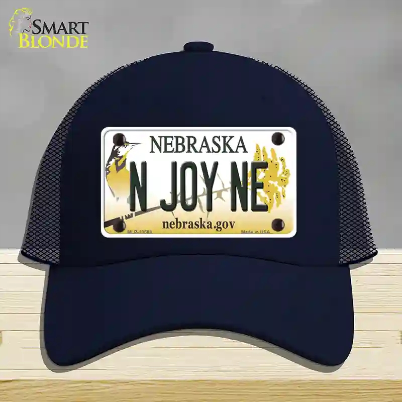 HAT16-MLP-10568 N Joy NE Nebraska Novelty License Plate Hat, Mesh - Navy
