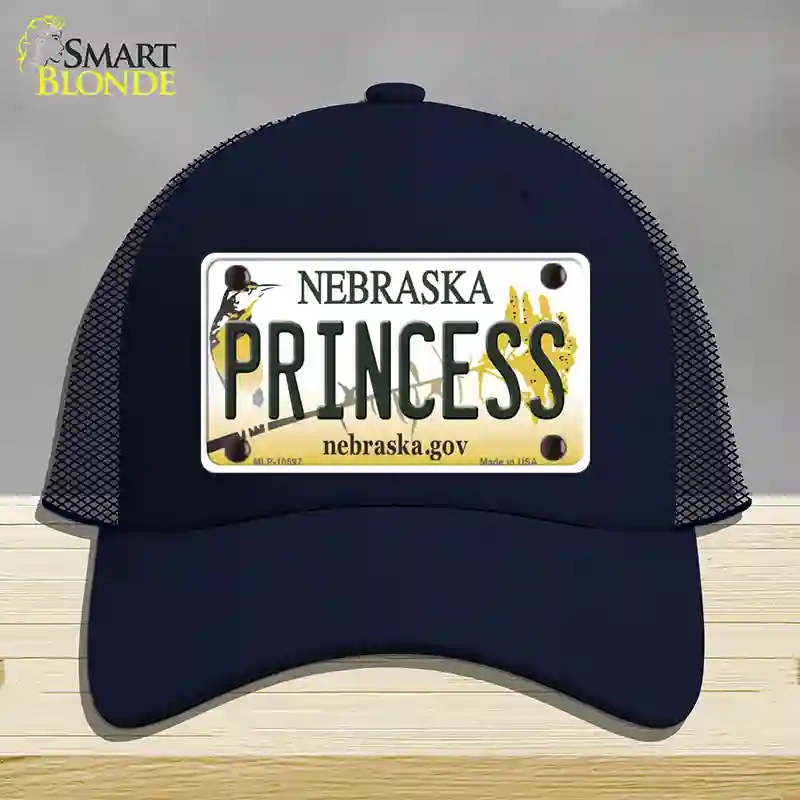 HAT16-MLP-10597 Princess Nebraska Novelty License Plate Hat, Mesh - Navy