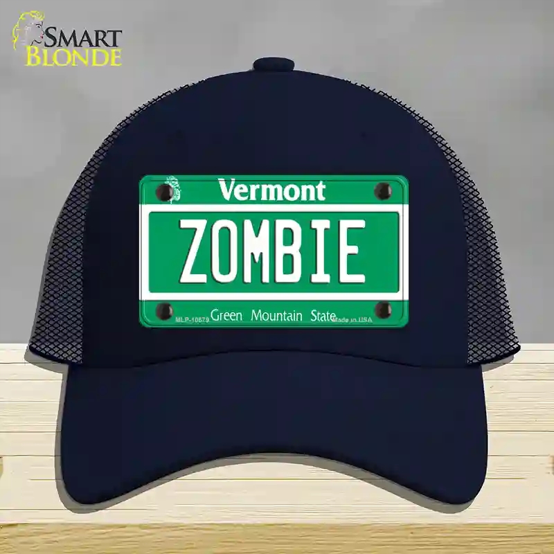 HAT16-MLP-10679 Zombie Vermont Novelty License Plate Hat, Mesh - Navy