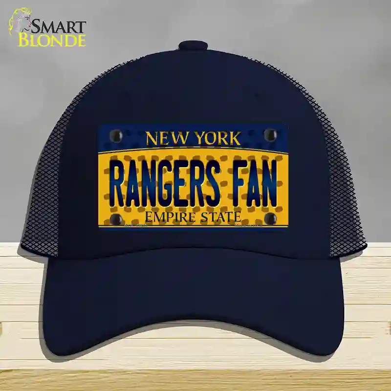 HAT16-MLP-10841 Rangers Fan   York Novelty License Plate Hat, Mesh - Navy