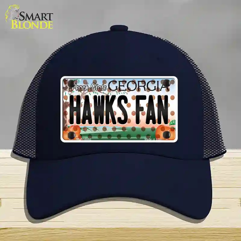 HAT16-MLP-10848 Hawks Fan Georgia Novelty License Plate Hat, Mesh - Navy