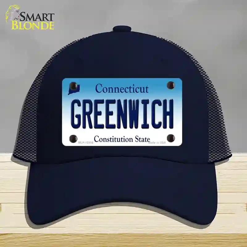 HAT16-MLP-10895 Greenwich Connecticut Novelty License Plate Hat, Mesh - Navy