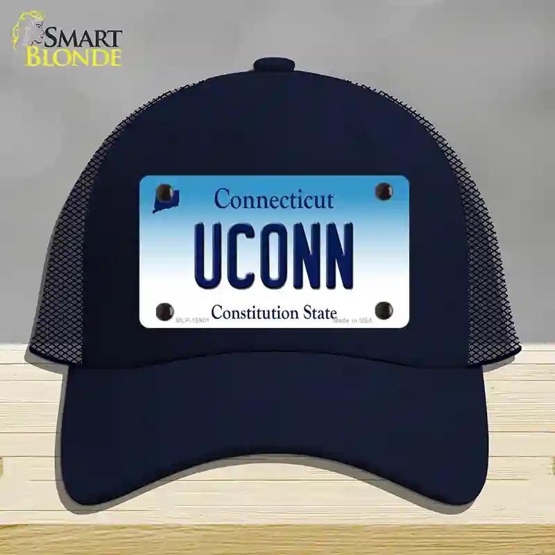 HAT16-MLP-10901 UConn Connecticut Novelty License Plate Hat, Mesh - Navy