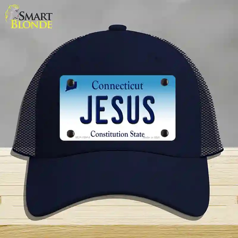 HAT16-MLP-10914 Jesus Connecticut Novelty License Plate Hat, Mesh - Navy