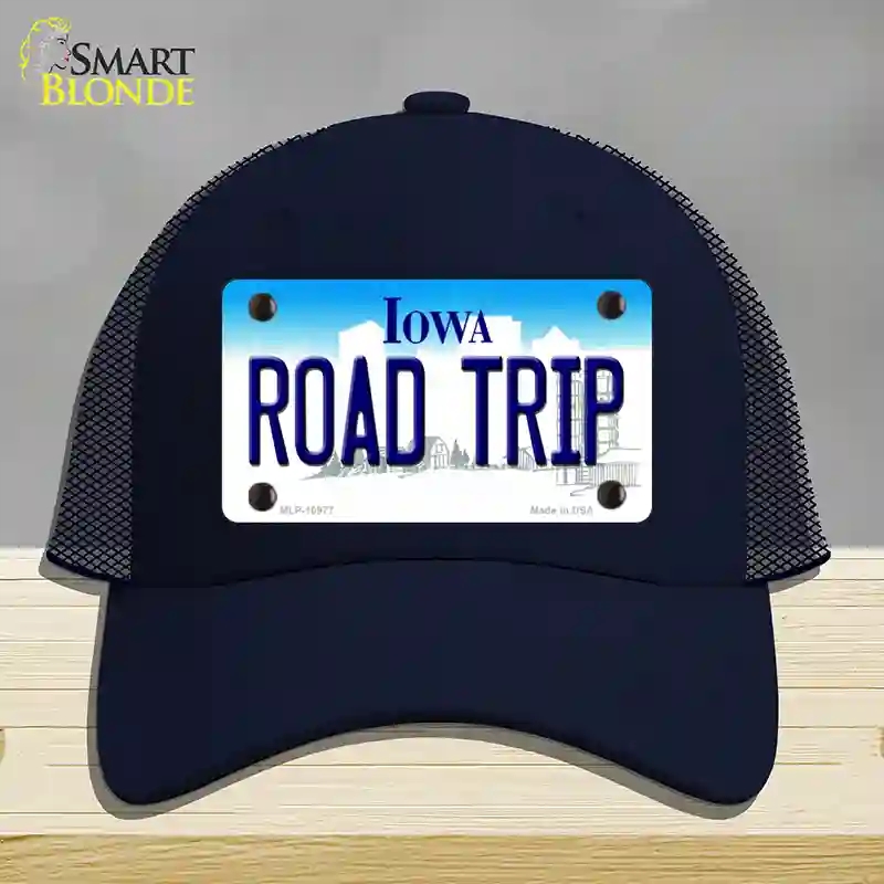 HAT16-MLP-10977 Road Trip Iowa Novelty License Plate Hat, Mesh - Navy