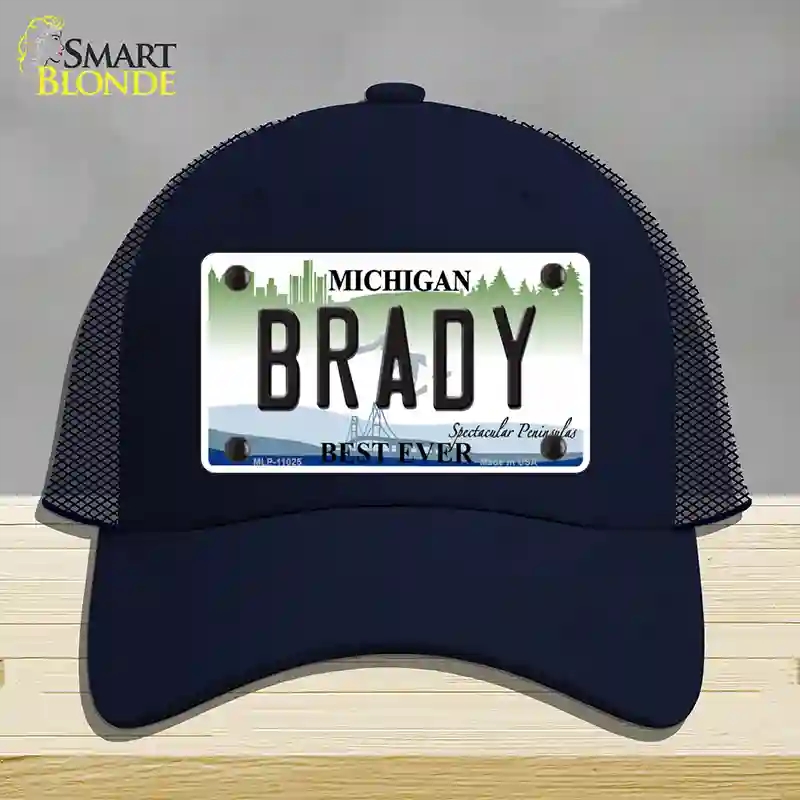 HAT16-MLP-11025 Brady Michigan Novelty License Plate Hat, Mesh - Navy