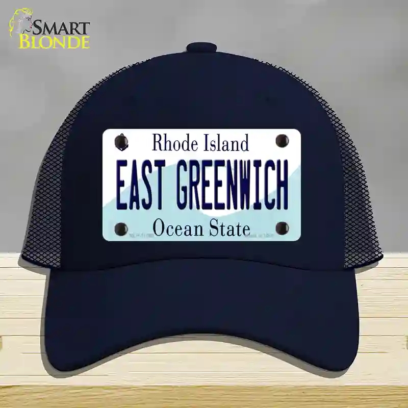 HAT16-MLP-11190 East Greenwich Rhode Island State Novelty License Plate Hat, Mesh - Navy